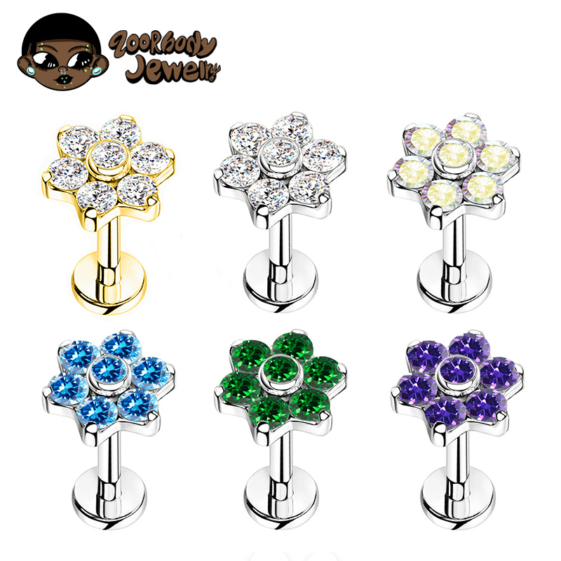 Zoor Body Jewelry - ASTM F136 titane fleur Piercing 16G