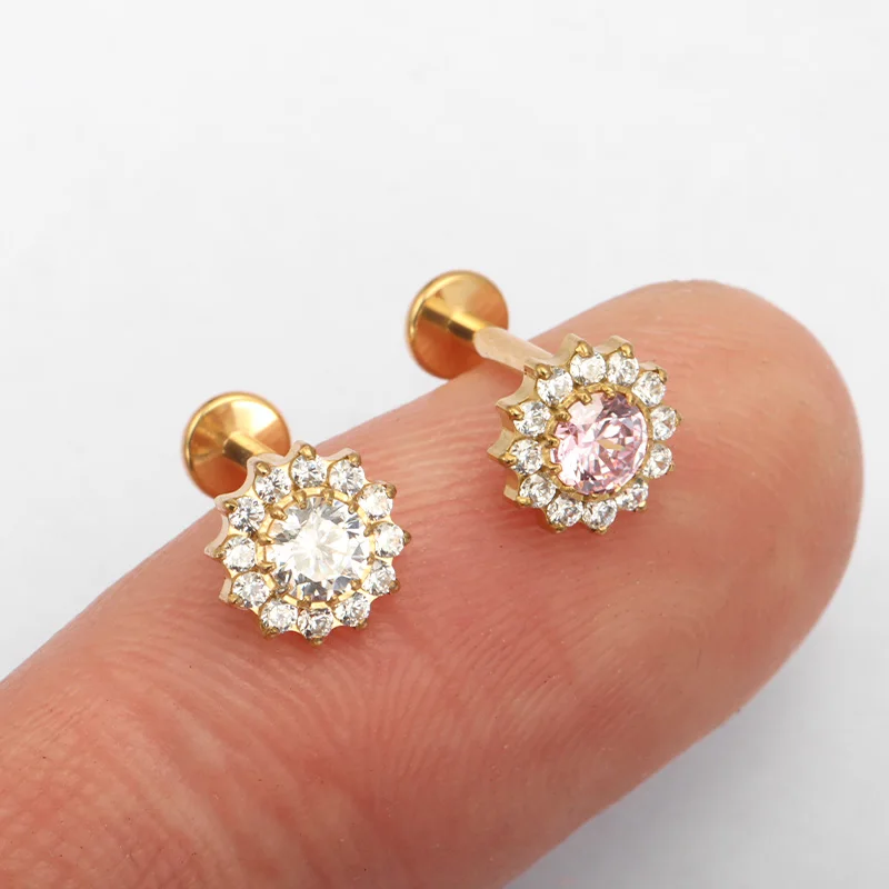 ZOOR F136 titane pavé fleur cl - Zoor Body Jewelry avis et prix
