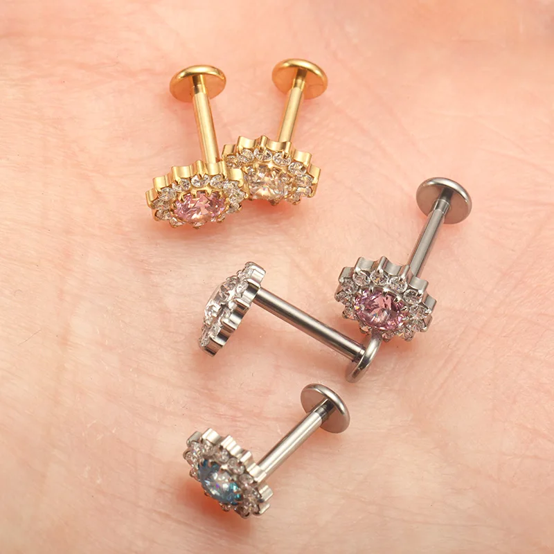 ZOOR F136 titane pavé fleur cl - Zoor Body Jewelry avis et prix