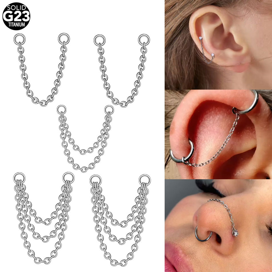 1/5 pièces titane Double chaîn - Zoor Body Jewelry avis et prix