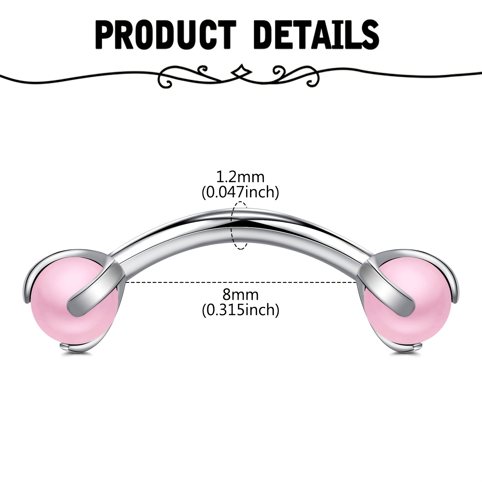 Barre incurvée avec fausse per - Body Jewelry Measurements avis et prix